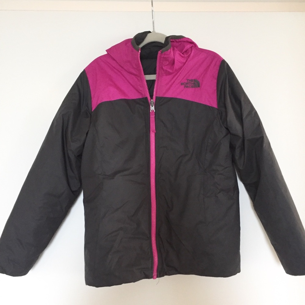Girls Reversible fleece/nylon puffy jacket